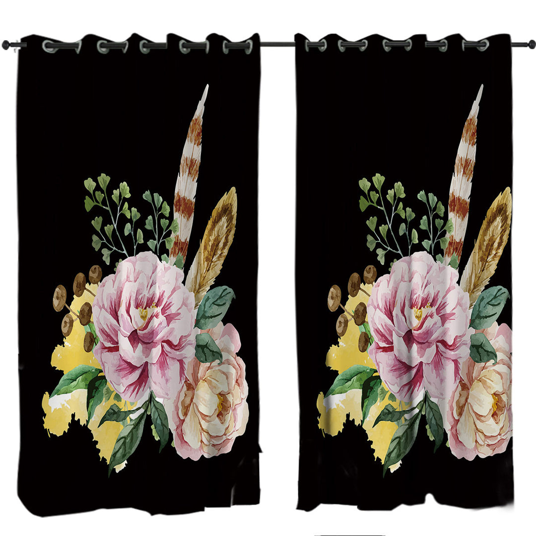 Pinkish Roses Bouquet Curtain