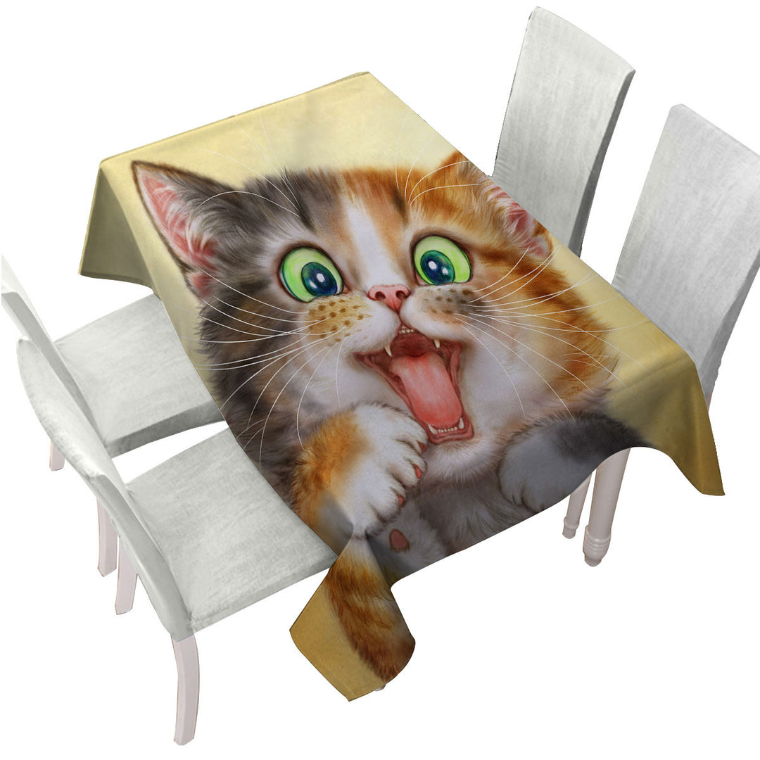 Playful Beautiful Kitten Cats Art Paintings Tablecloth
