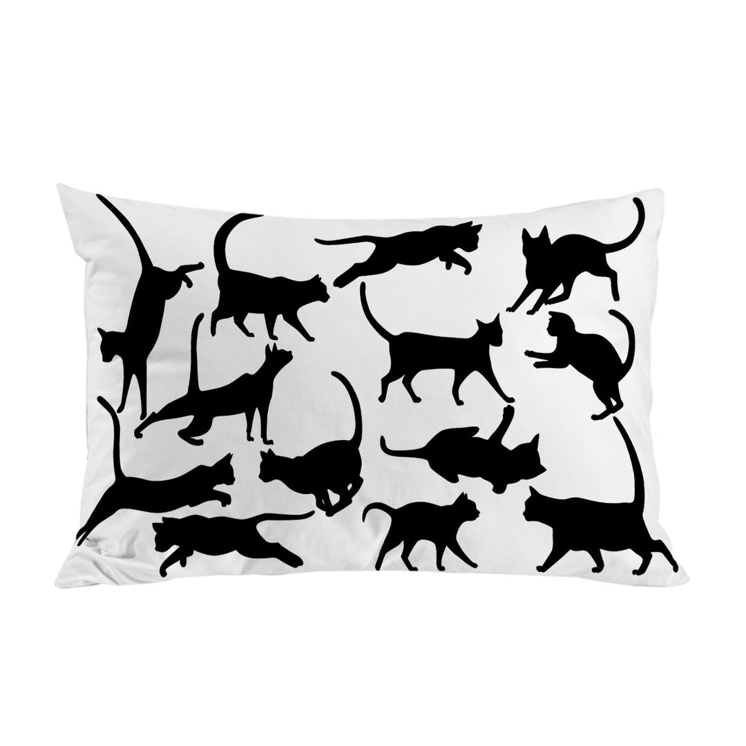 Playing Cat Silhouettes Pillow Cases
