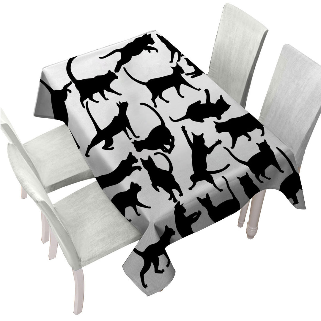 Playing Cat Silhouettes Tablecloth
