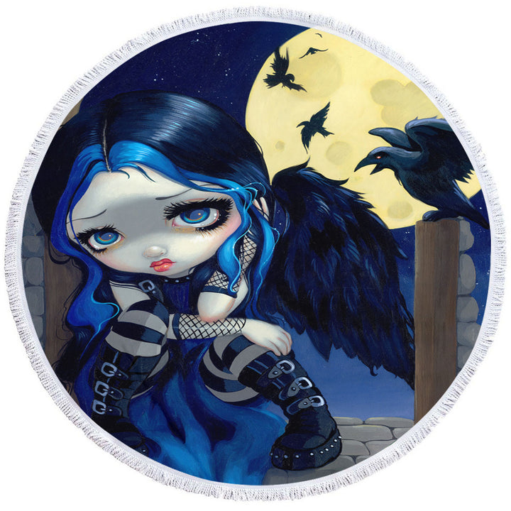 Poe Nice Beach Towels the Whispered Word Lenore Raven Gothic Girl