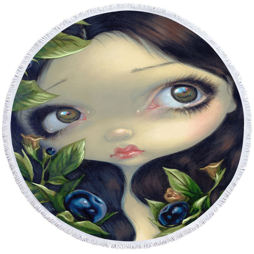 Poisonous Beauties Belladonna Girl with Berries Unusual Beach Towels
