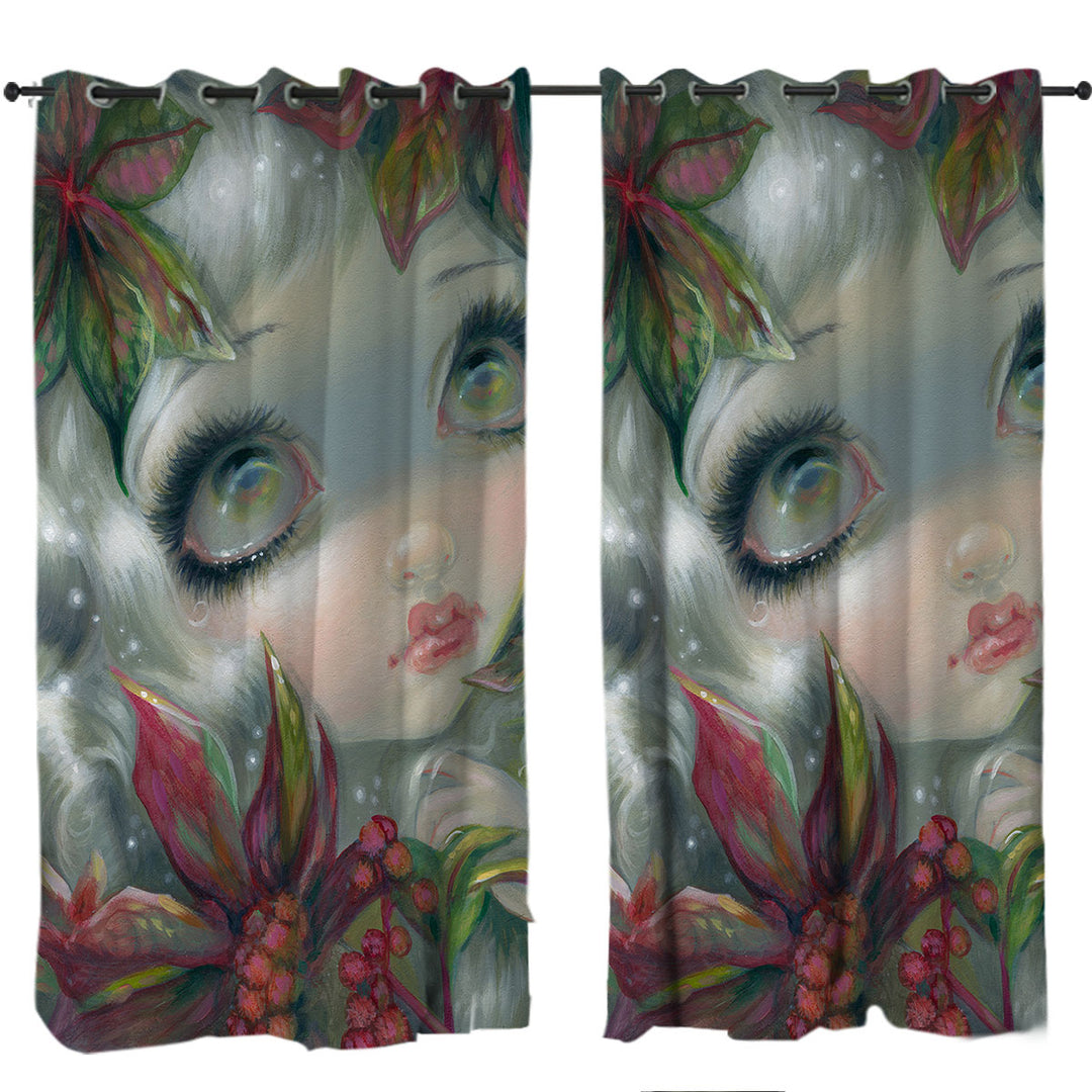 Poisonous Beauties Castor Bean Girl with Plants Curtain