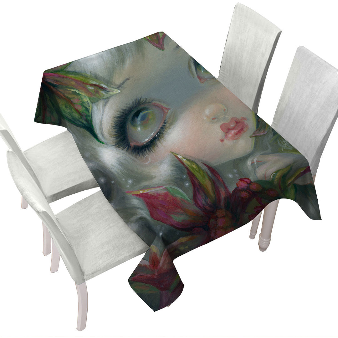 Poisonous Beauties Castor Bean Girl with Plants Custom tablecloths