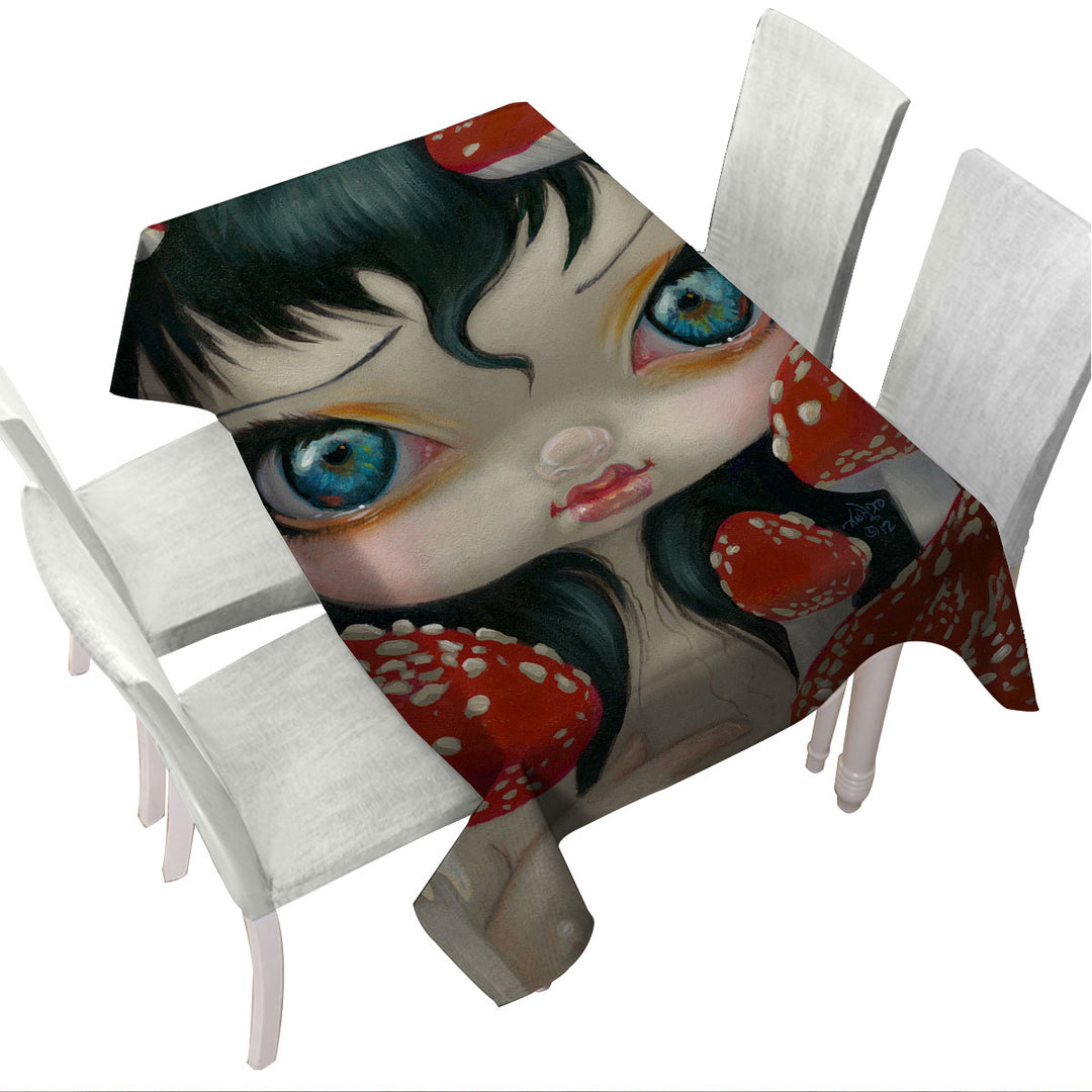 Poisonous Beauties Fly Agaric Girl and Mushrooms Custom table Covers