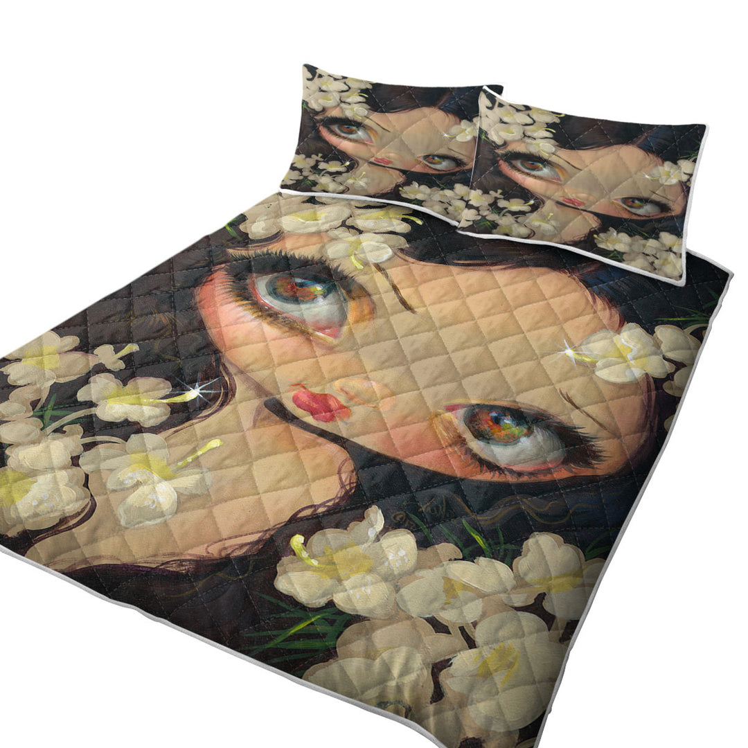Poisonous Beauties Hemlock Girl and Flowers Coverlet