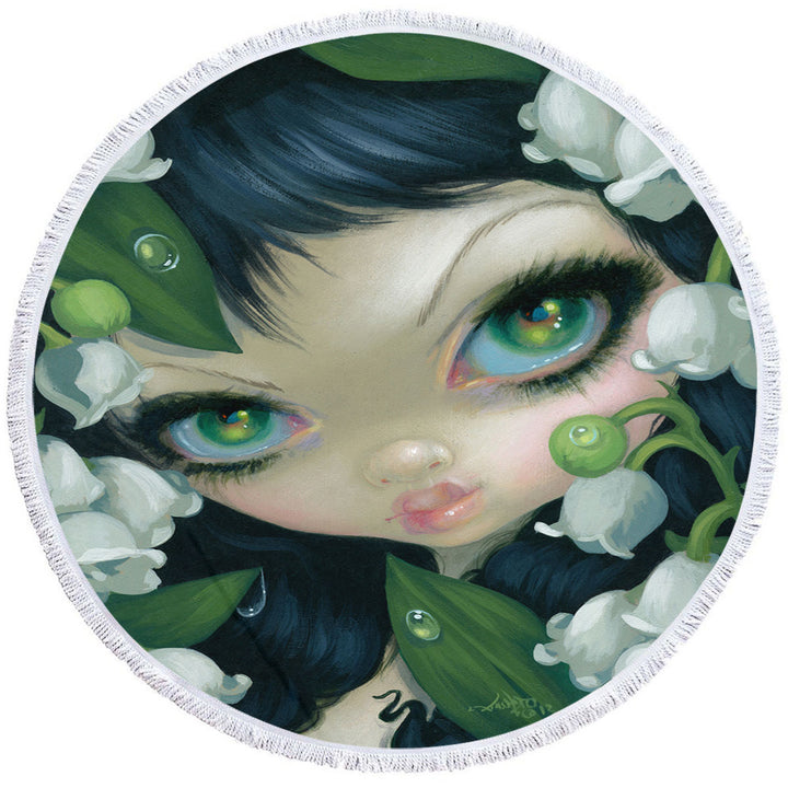 Poisonous Beauties Lily of the Valley Round Beach Towel