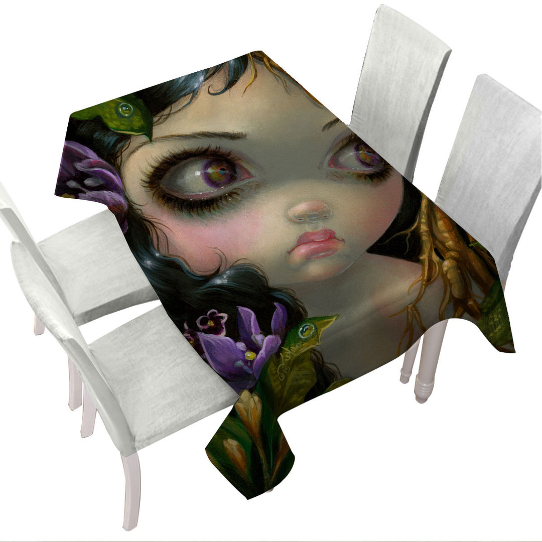 Poisonous Beauties Mandrake Root Girl and Plants Tablecloths