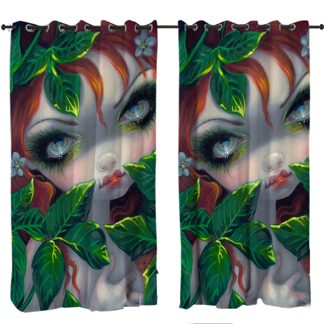 Poisonous Beauties Poison Ivy Girl and Leaves Curtains for Living Room
