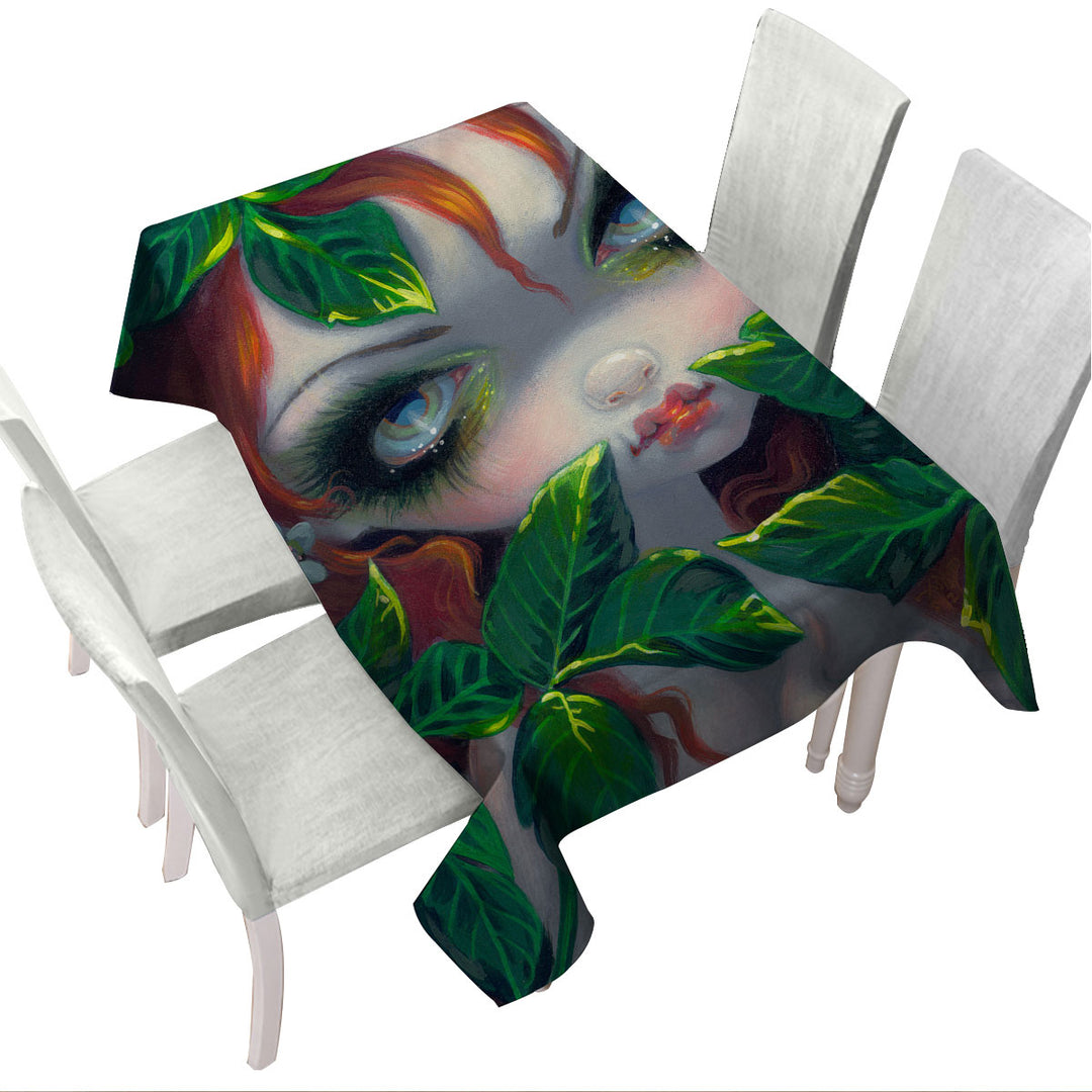 Poisonous Beauties Poison Ivy Girl and Leaves Tablecloth