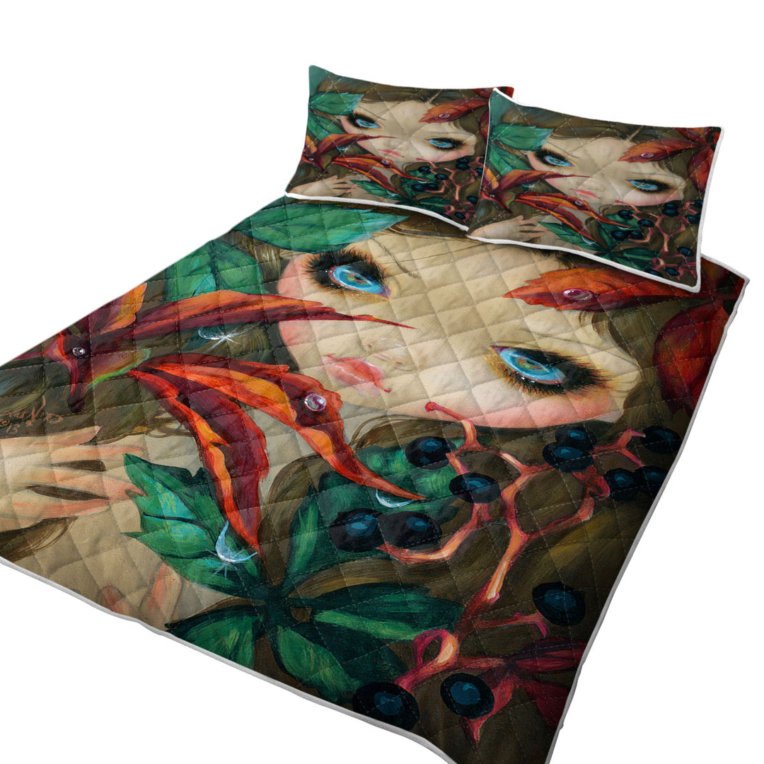 Poisonous Beauties Virginia Creeper Girl and Berries California King Quilt Sets