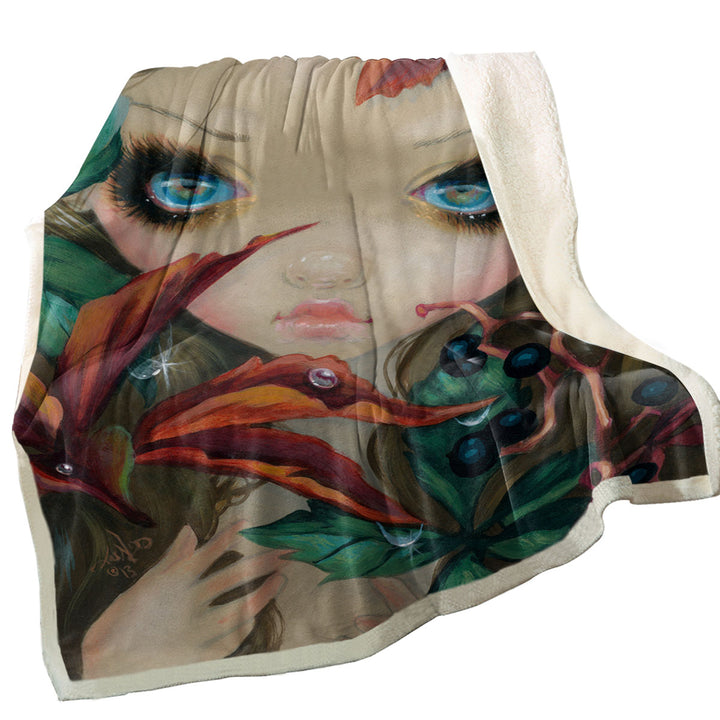 Poisonous Beauties Virginia Creeper Girl and Berries Couch Throws