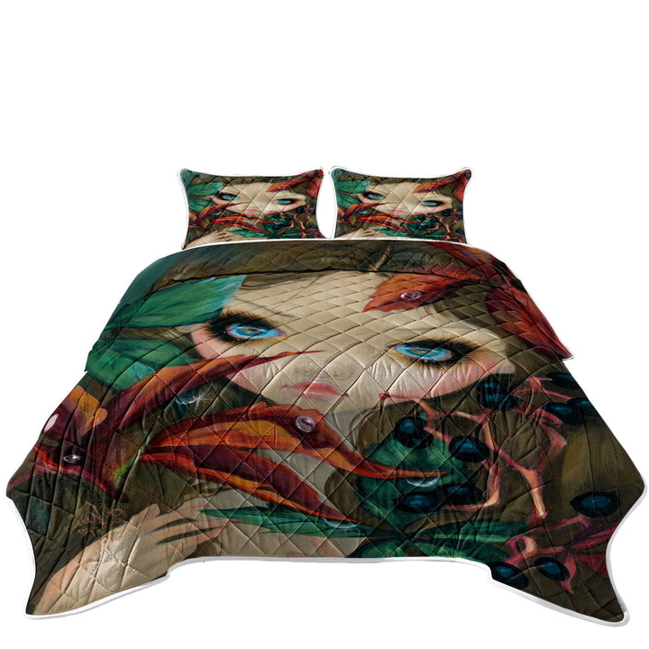 Poisonous Beauties Virginia Creeper Girl and Berries King Size Quilt Sets