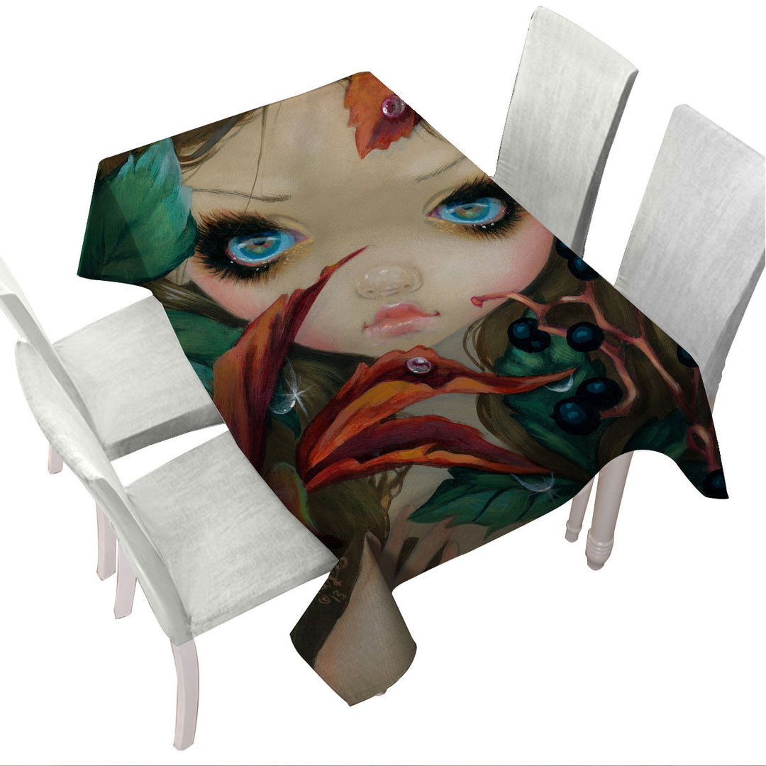 Poisonous Beauties Virginia Creeper Girl and Berries Tablecloth