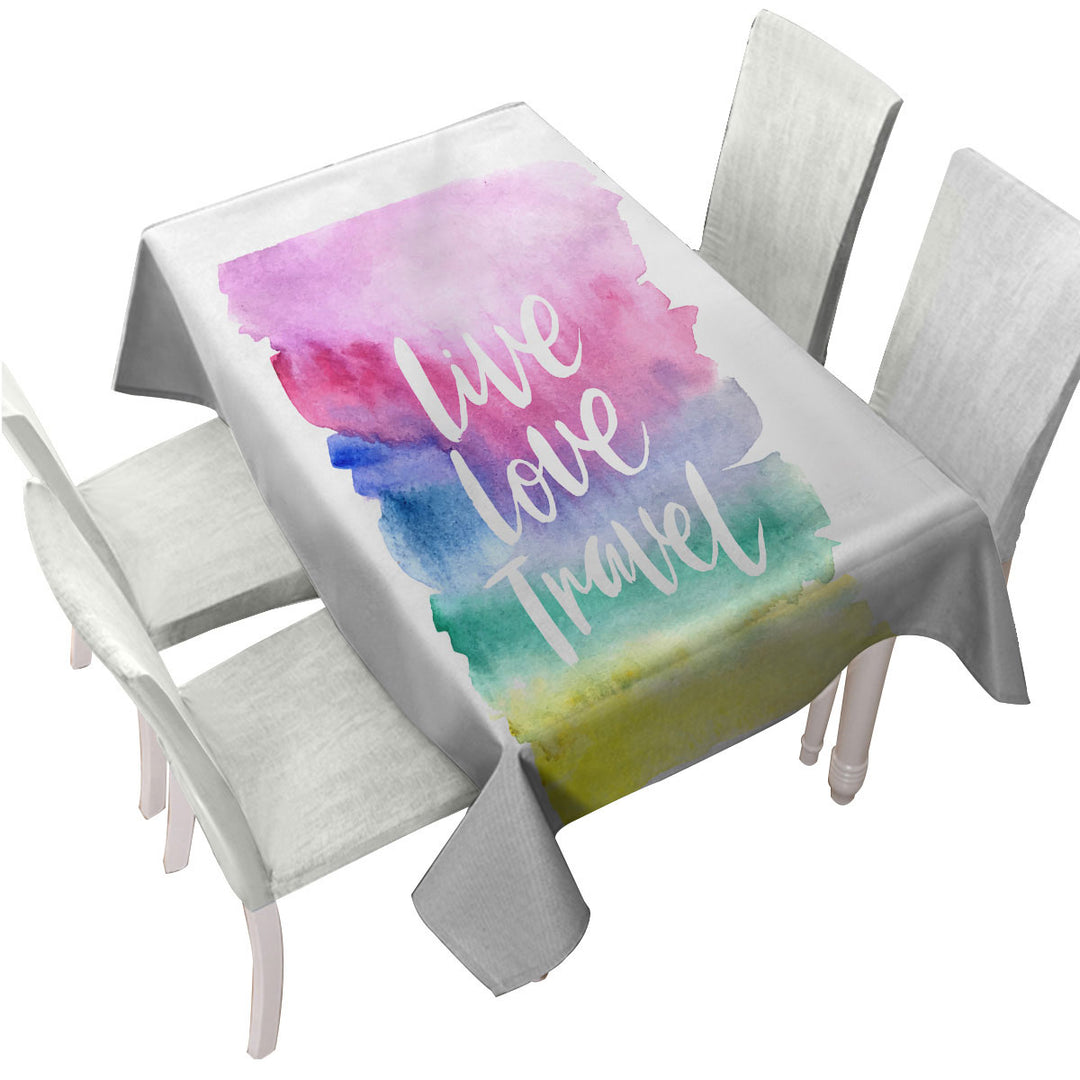 Positive Motto Colorful Pastel Live Love Travel Custom tablecloths