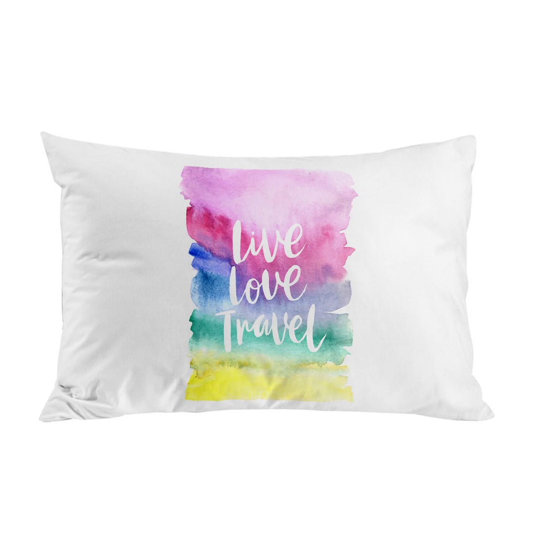 Positive Motto Colorful Pastel Live Love Travel Pillow Case Covers