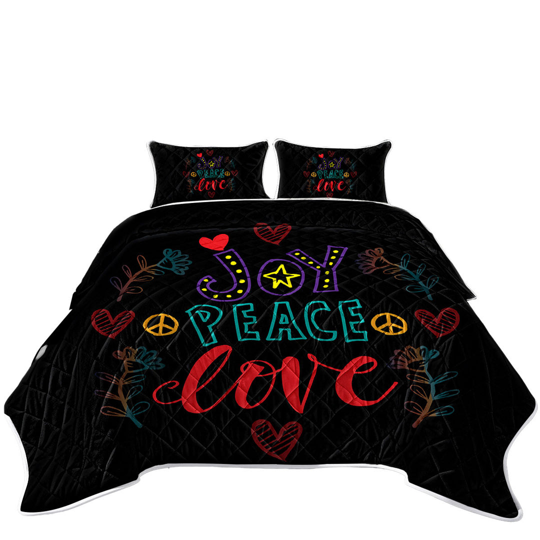 Positive Print Joy Peace and Love Quilt