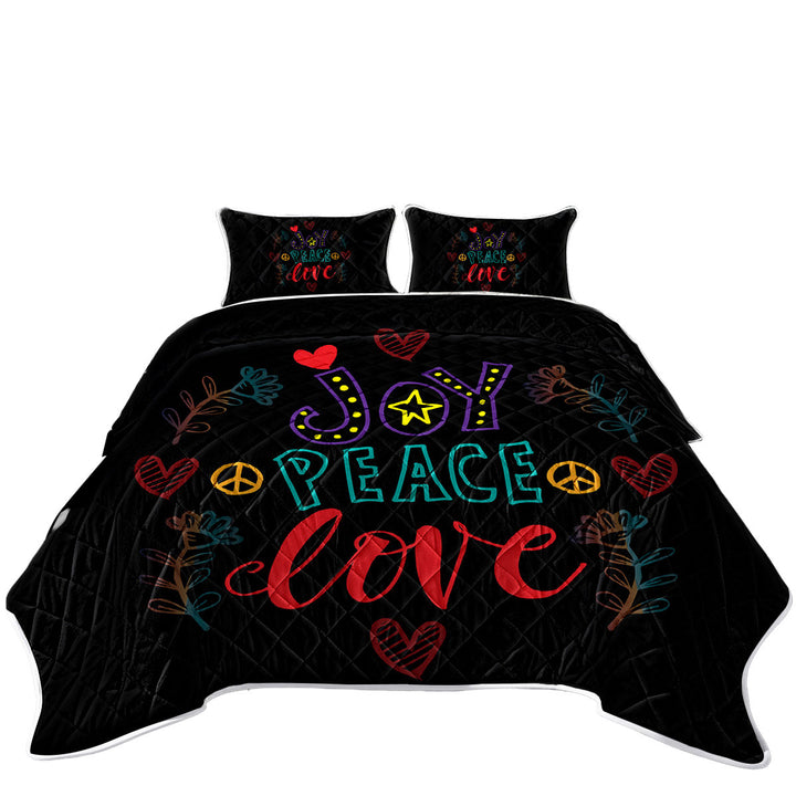 Positive Print Joy Peace and Love Quilt