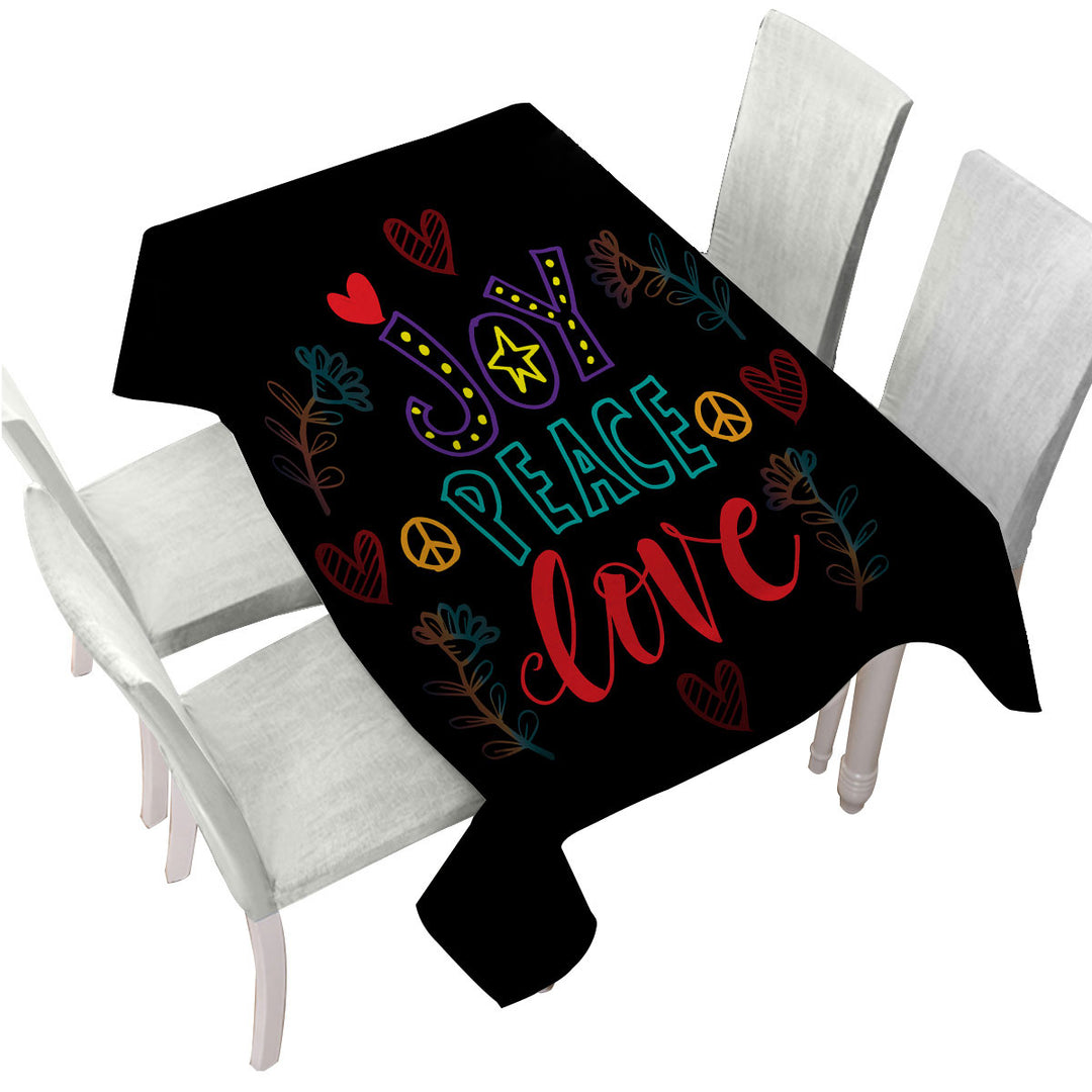 Positive Print Joy Peace and Love Tablecloth