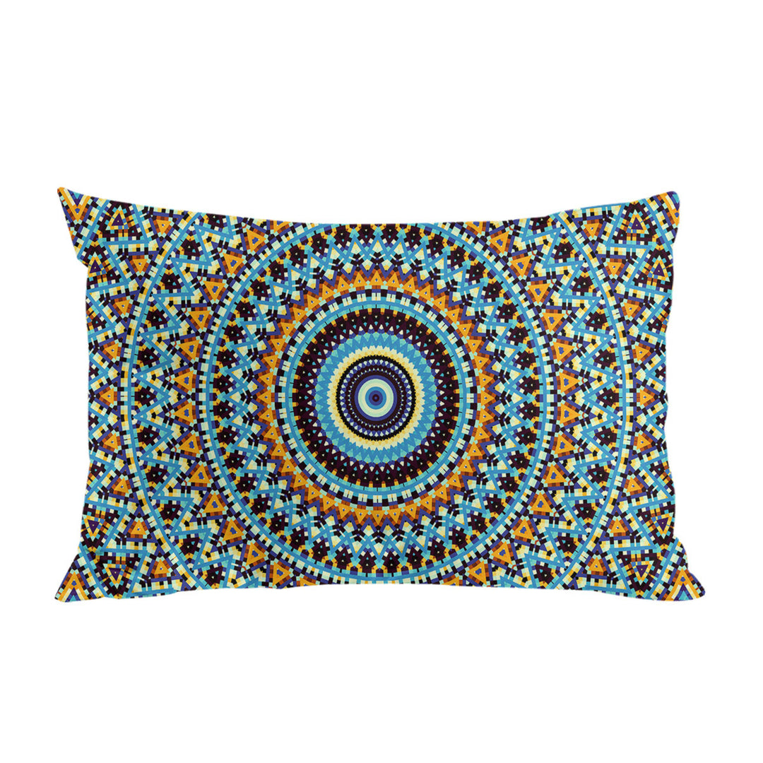 Powerful Blue Black Orange Mandala Pillow Case Covers