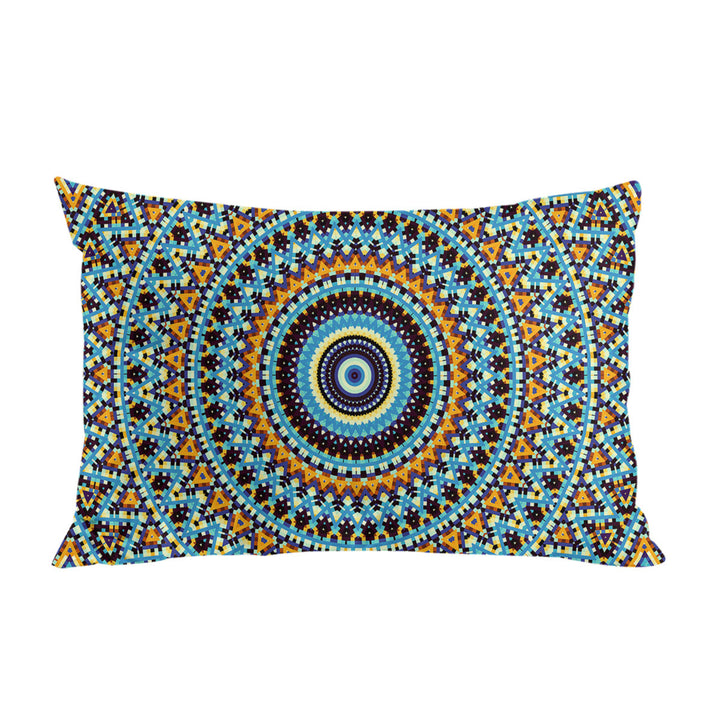 Powerful Blue Black Orange Mandala Pillow Case Covers