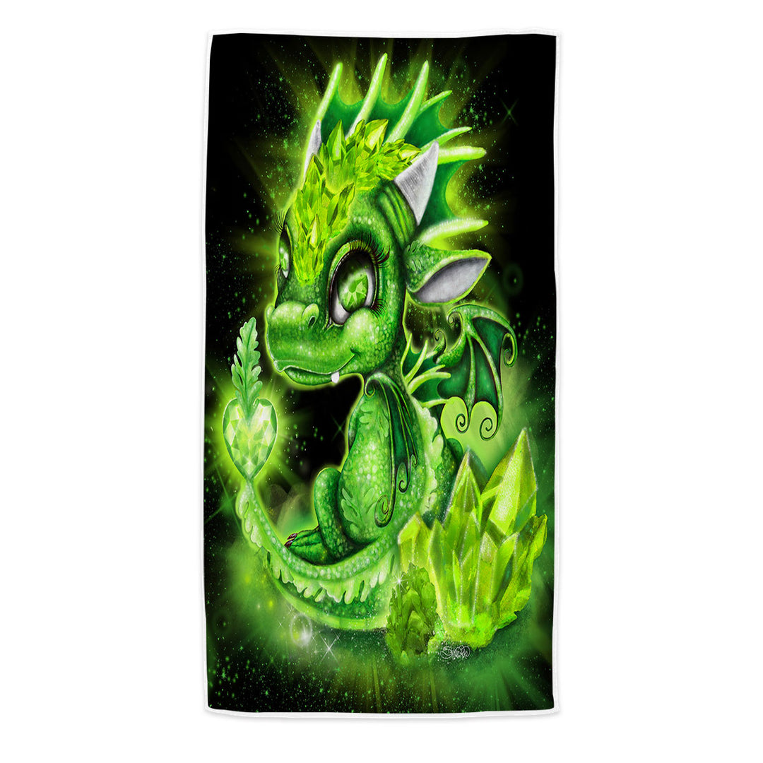 Presents Idea Microfiber Beach Towel for August Peridot Birthstone Lil Dragon