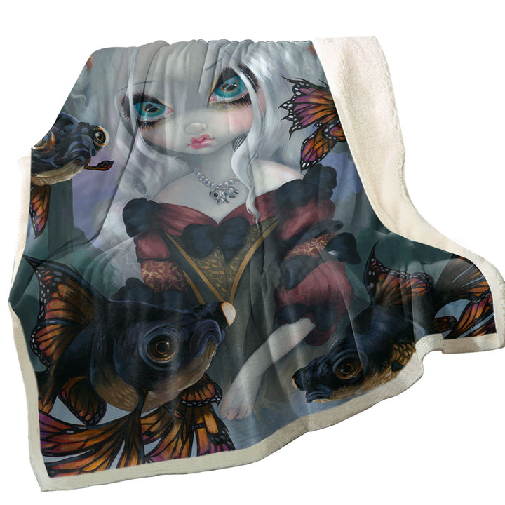Pretty Girl Throws and the Black Moor Goldfish Butterfly