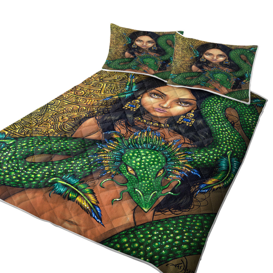 Priestess of Quetzalcoatl Aztec Mayan Maiden Quilts for Beds