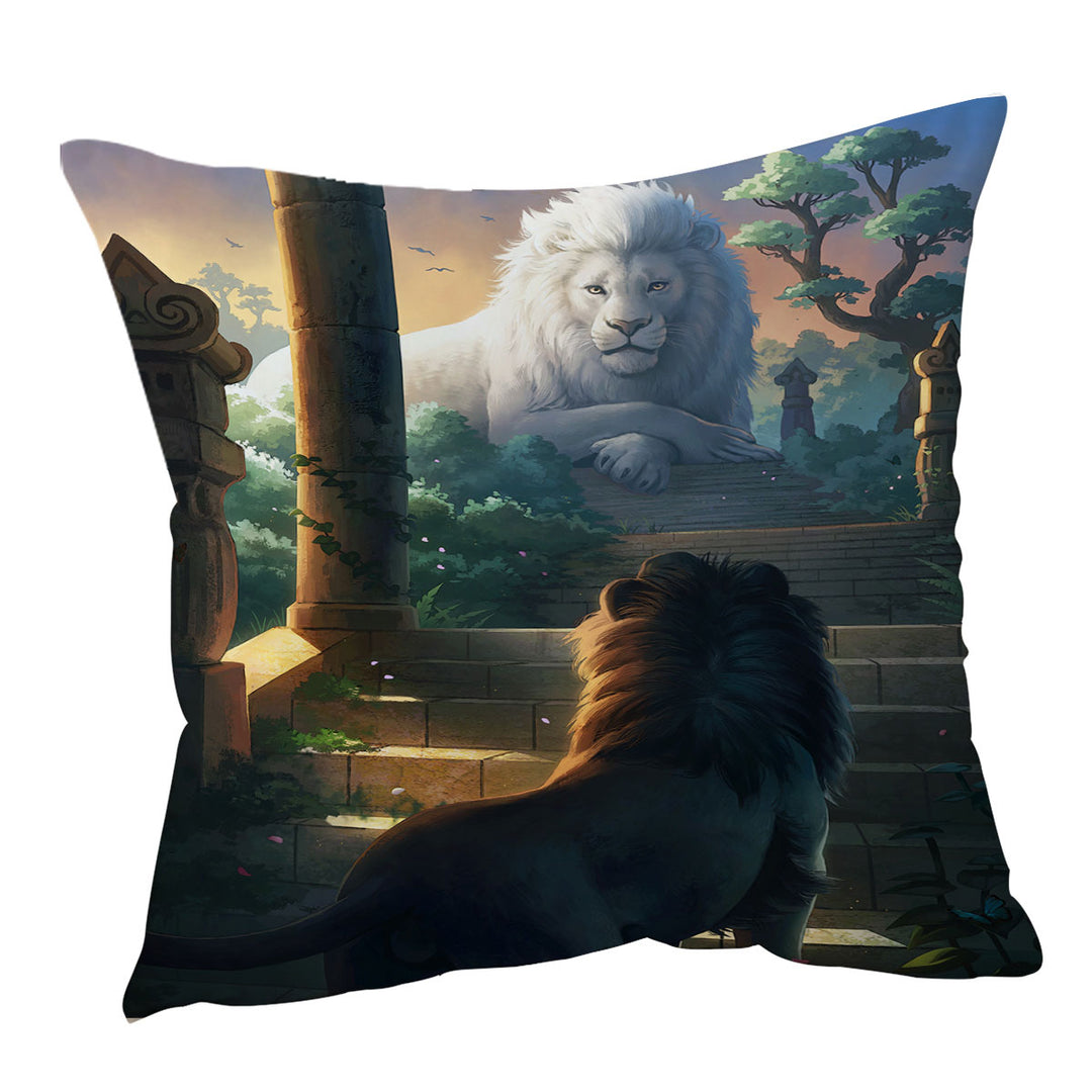 Printed Cushions with Lion Temple Animal Painting Lions