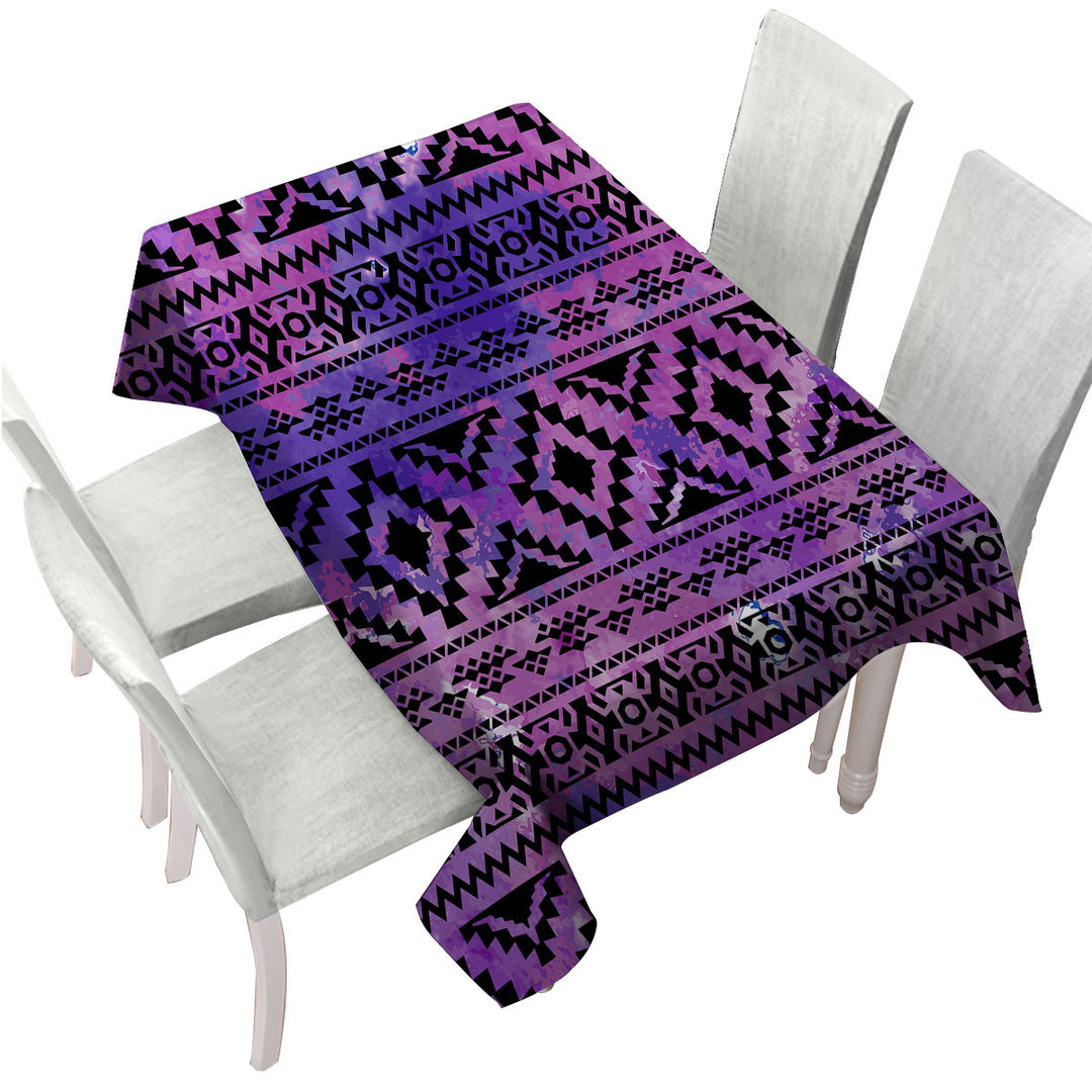 Purple Aztec Design Tablecloths