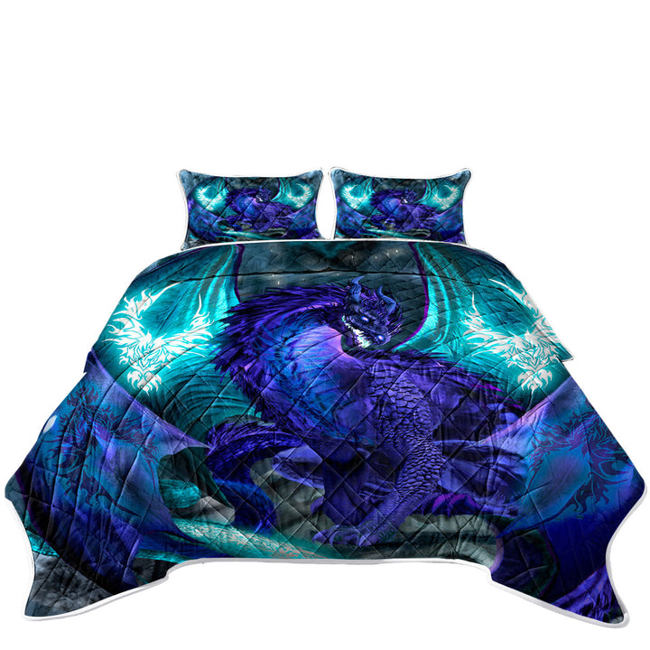 Purple Dragon of Fate Fantasy Creatures King Size Quilt