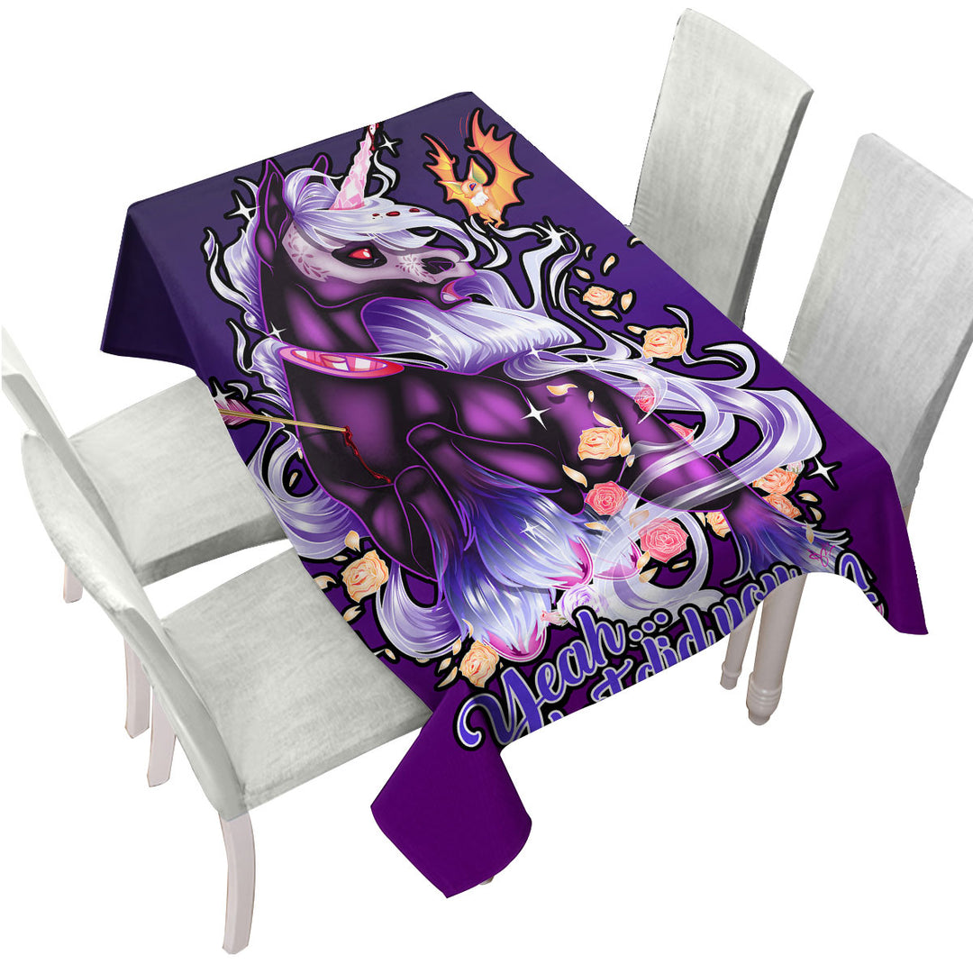 Purple Fantasy Art Dying Rudicorn Cool Quote Tablecloth