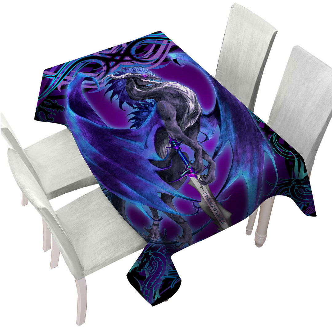Purple Fantasy Weapon Dragon Sword Storm Blade Tablecloth