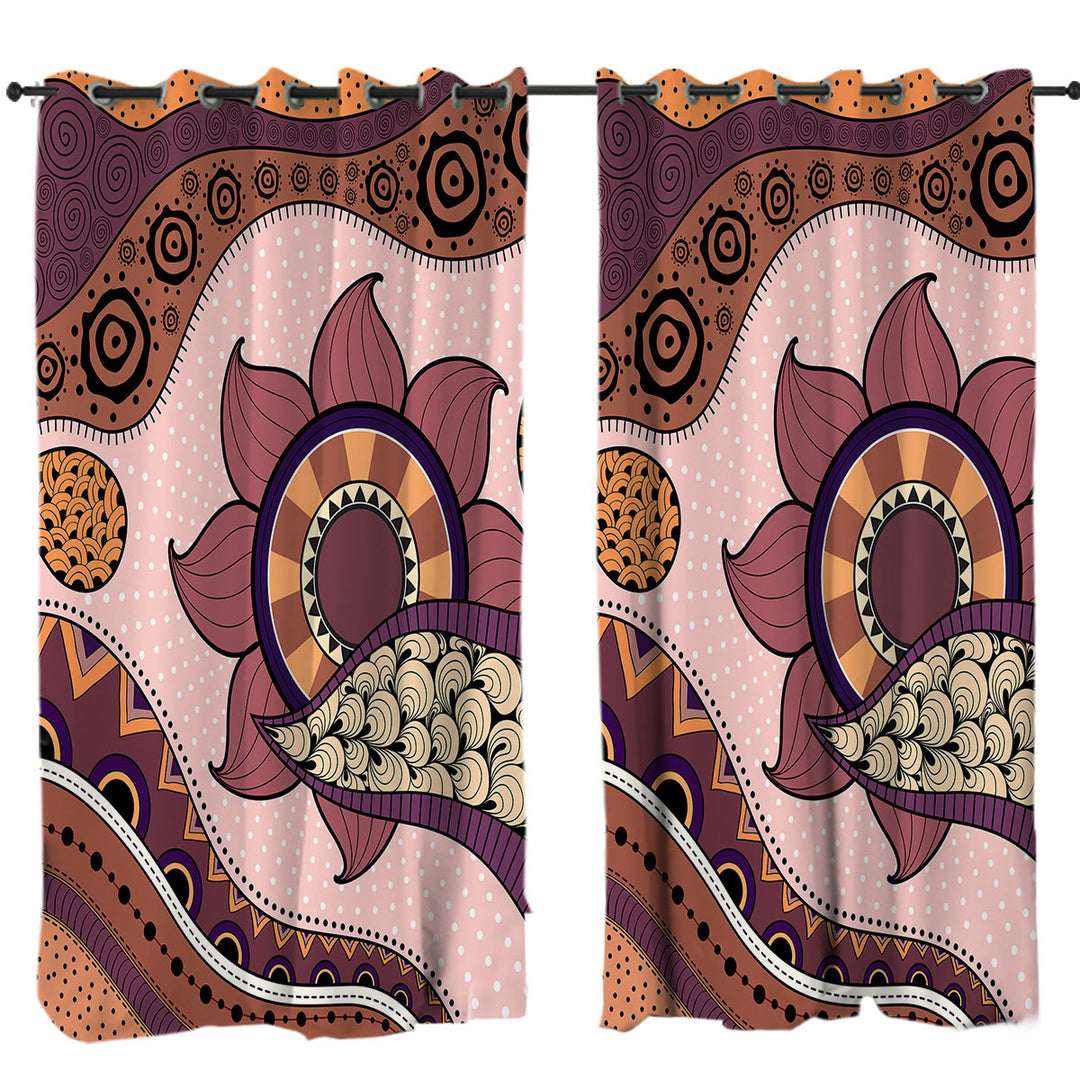 Purple Hues Oriental Art Curtains