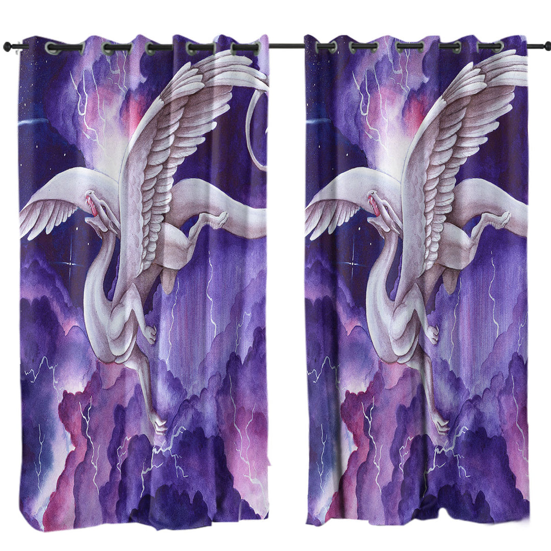 Purple Lightning Storm Dancer Cool Dragon Art Painting Curtain