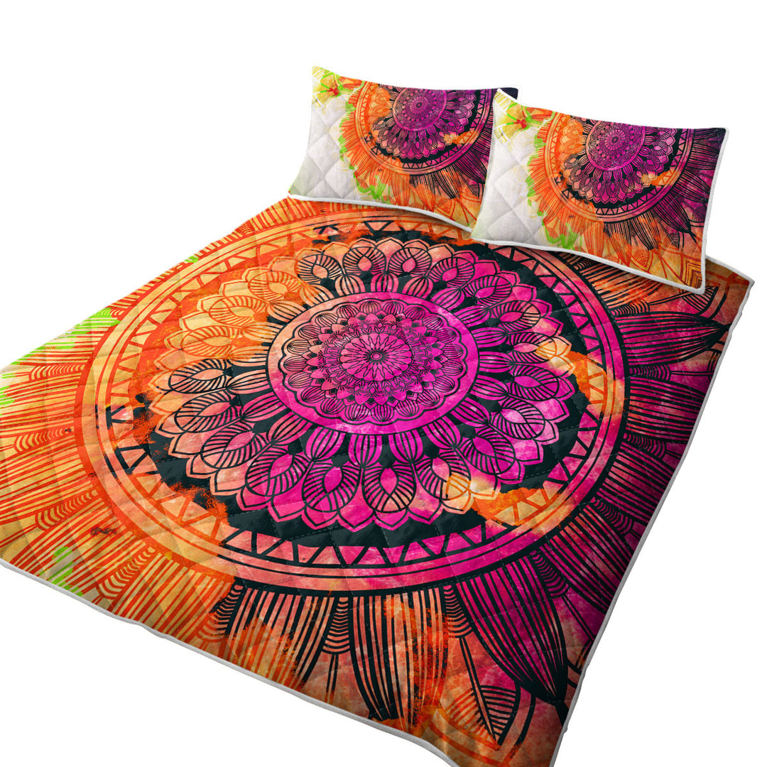 Purple Orange Mandala Coverlet