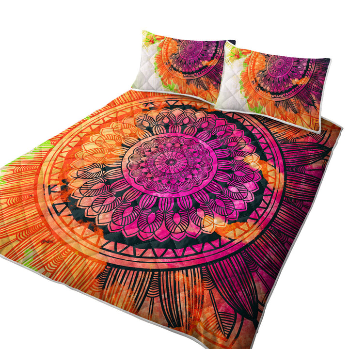 Purple Orange Mandala Coverlet