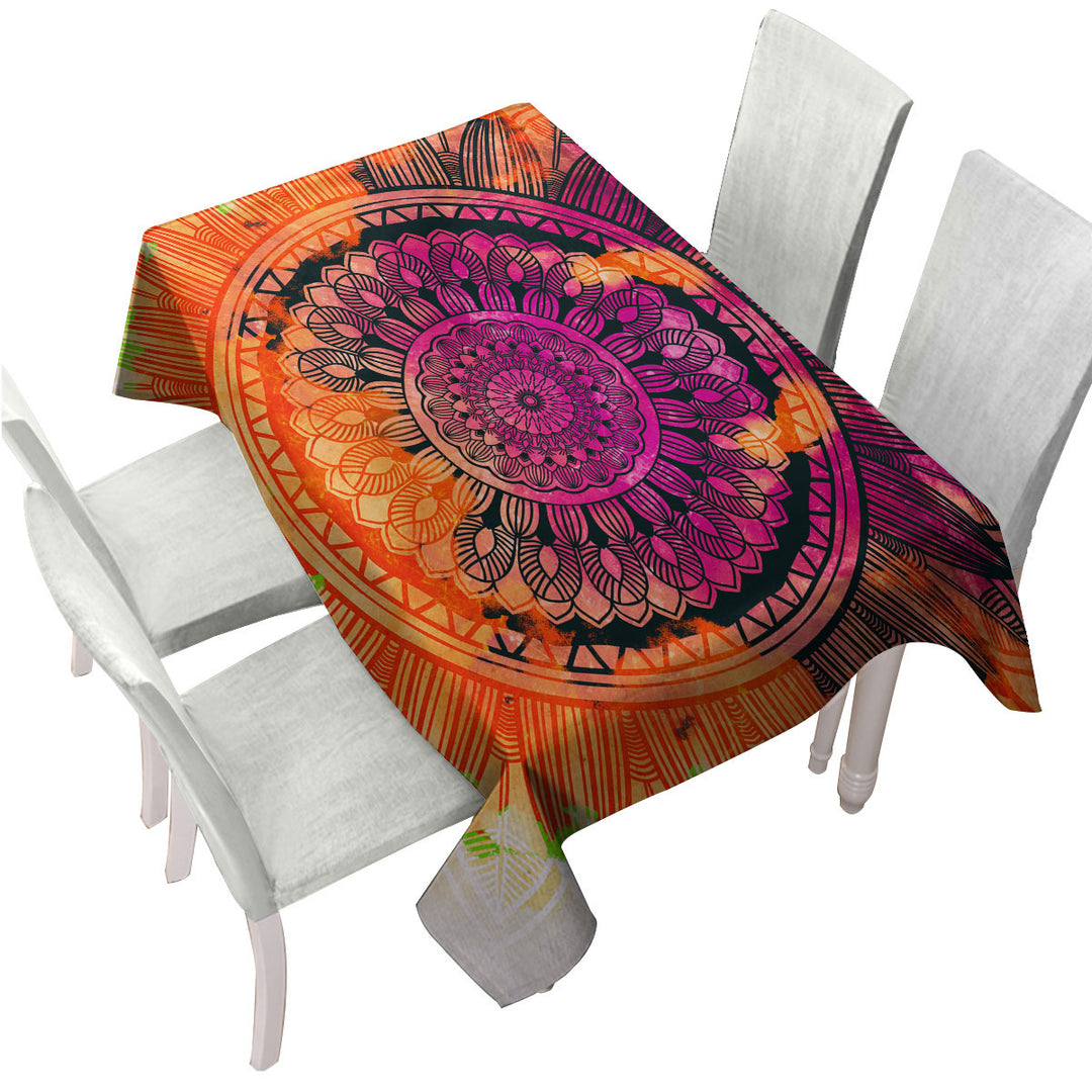 Purple Orange Mandala Tablecloths