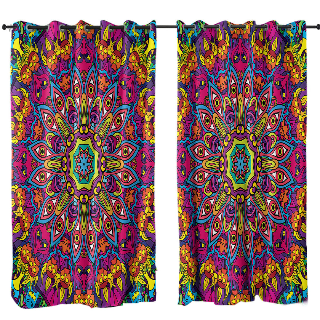 Purple Red Demons Mandala Drapes for Living Room