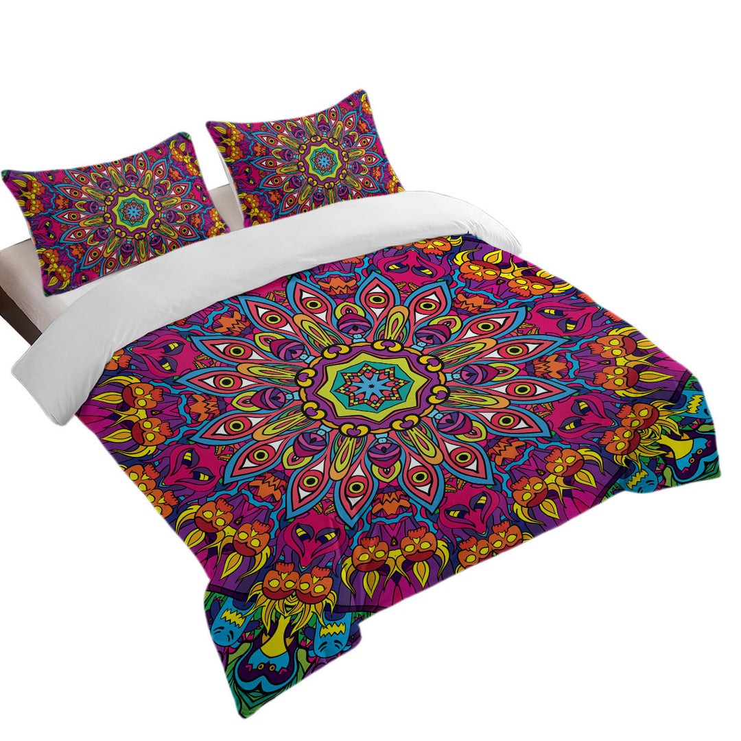 Purple Red Demons Mandala Duvet Cover sale