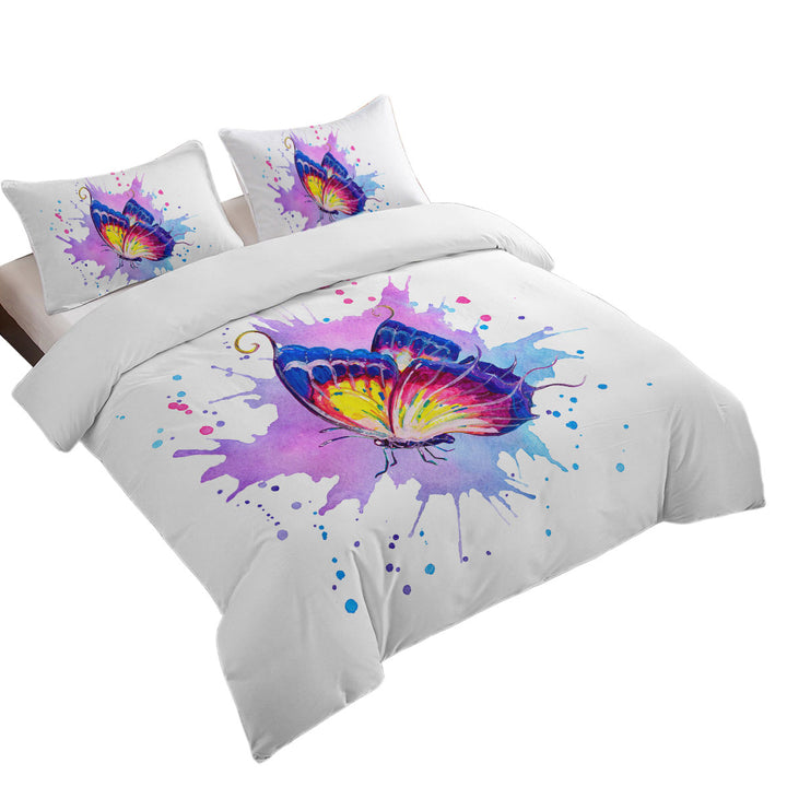 Purple Splash Art Painting Butterfly Coverlet