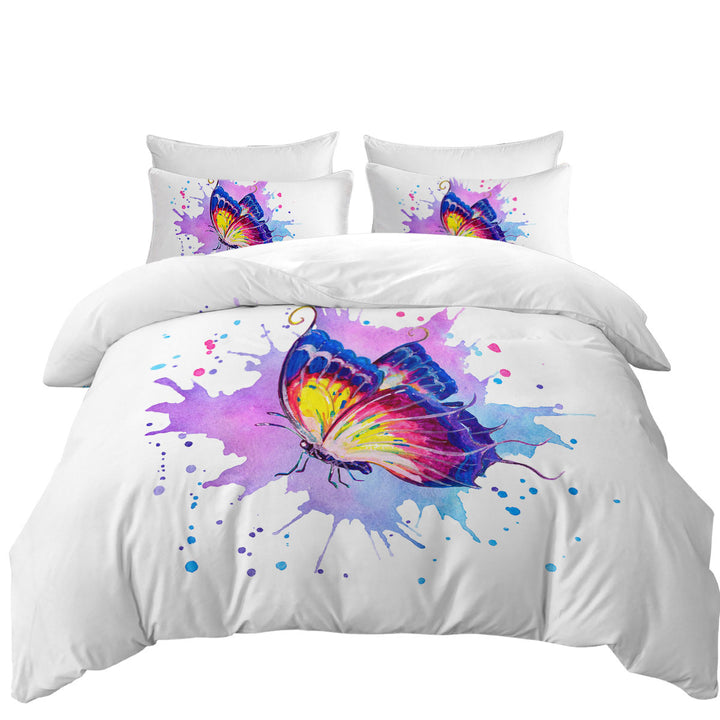 Purple Splash Art Painting Butterfly Coverlets