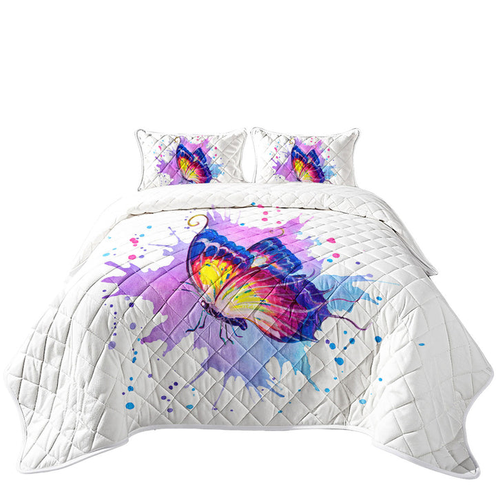 Purple Splash Art Painting Butterfly Quilts