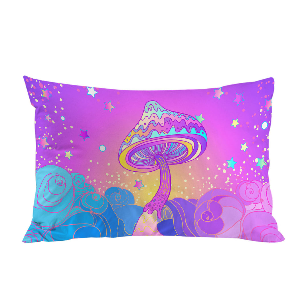 Purple Stars and Mushroom Pillowcase