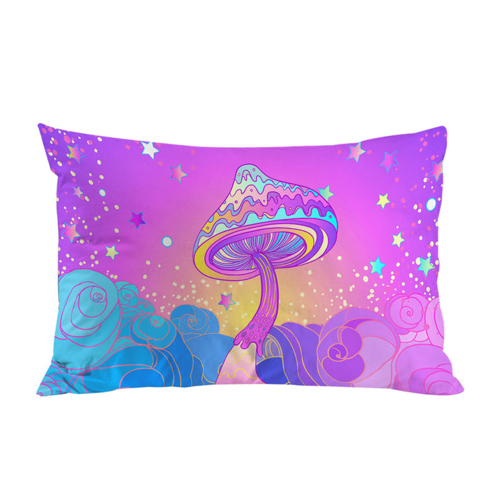Purple Stars and Mushroom Pillowcase