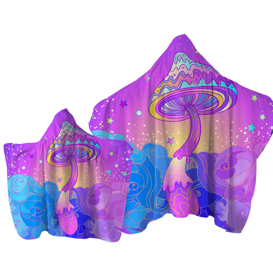 Purple Stars and Mushroom Towel Hoodie
