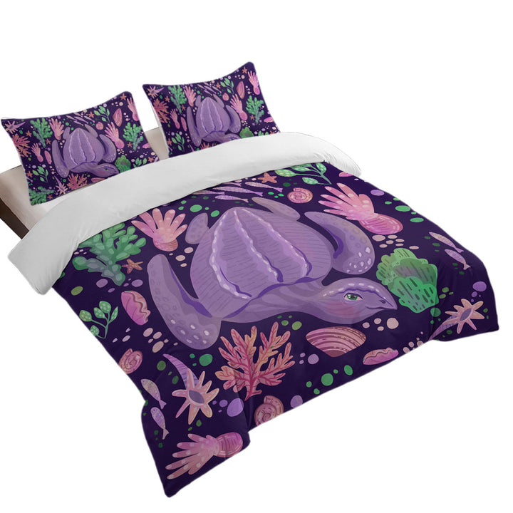 Purple Underwater World and Pretty Turtle Coverlets