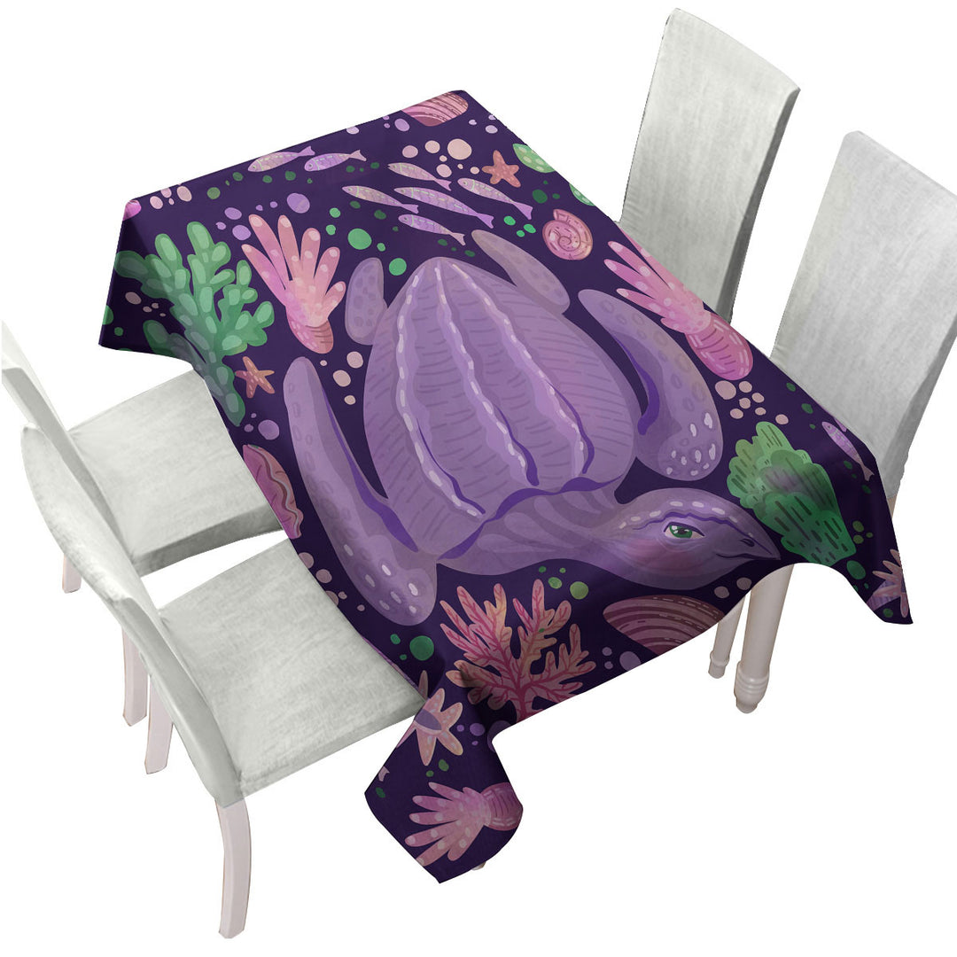 Purple Underwater World and Pretty Turtle Custom table Covers