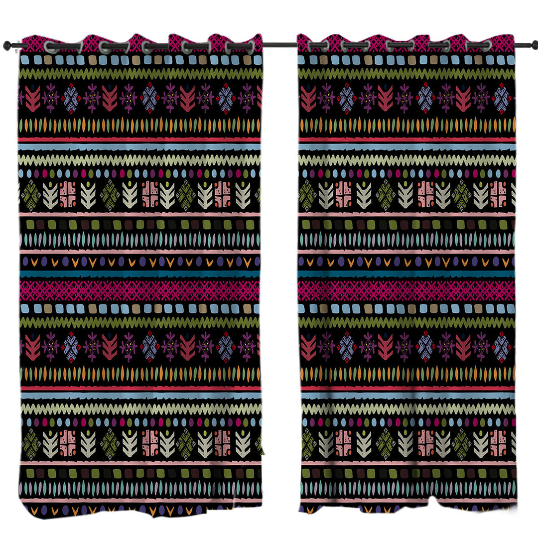 Purplish African Design Window Curtains