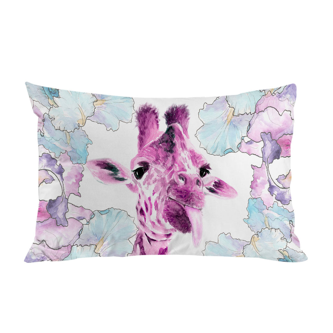 Purplish Art Painting Giraffe Pillow Cases